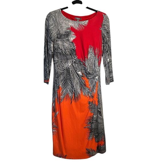 Muse Womens Stretch Jersey Knit Bright Knee Length Ruched Dress Sz 12 Multicolor - Picture 1 of 7